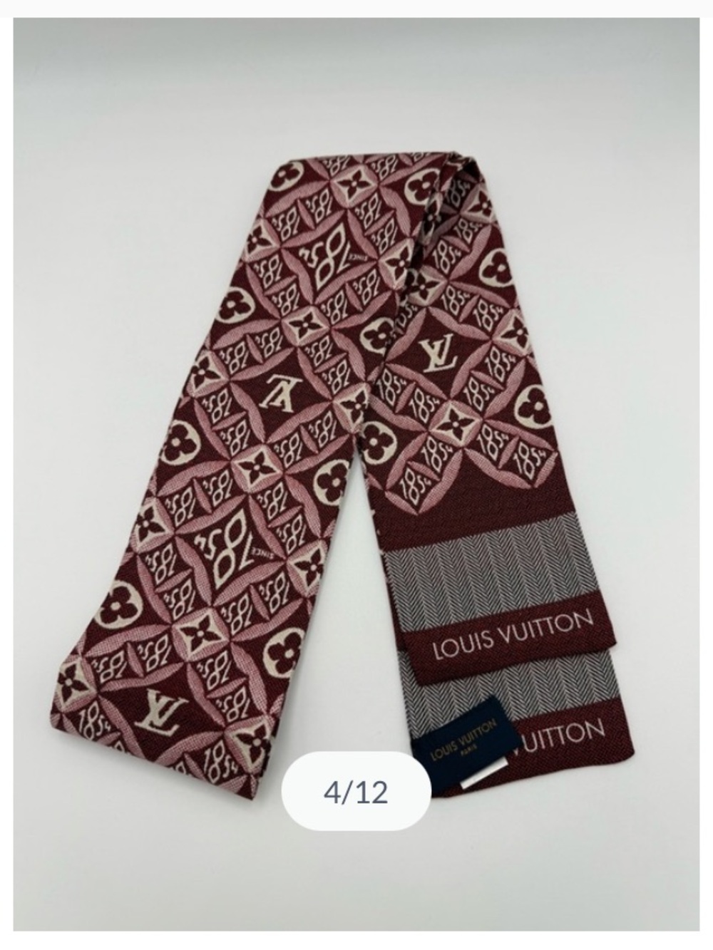 Louis Vuitton Burgundy and Light Pink Monogram Jacquard Silk Scarf